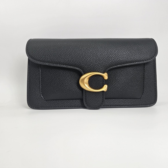 Coach Bag with Classic Brown Pattern and Gold Details